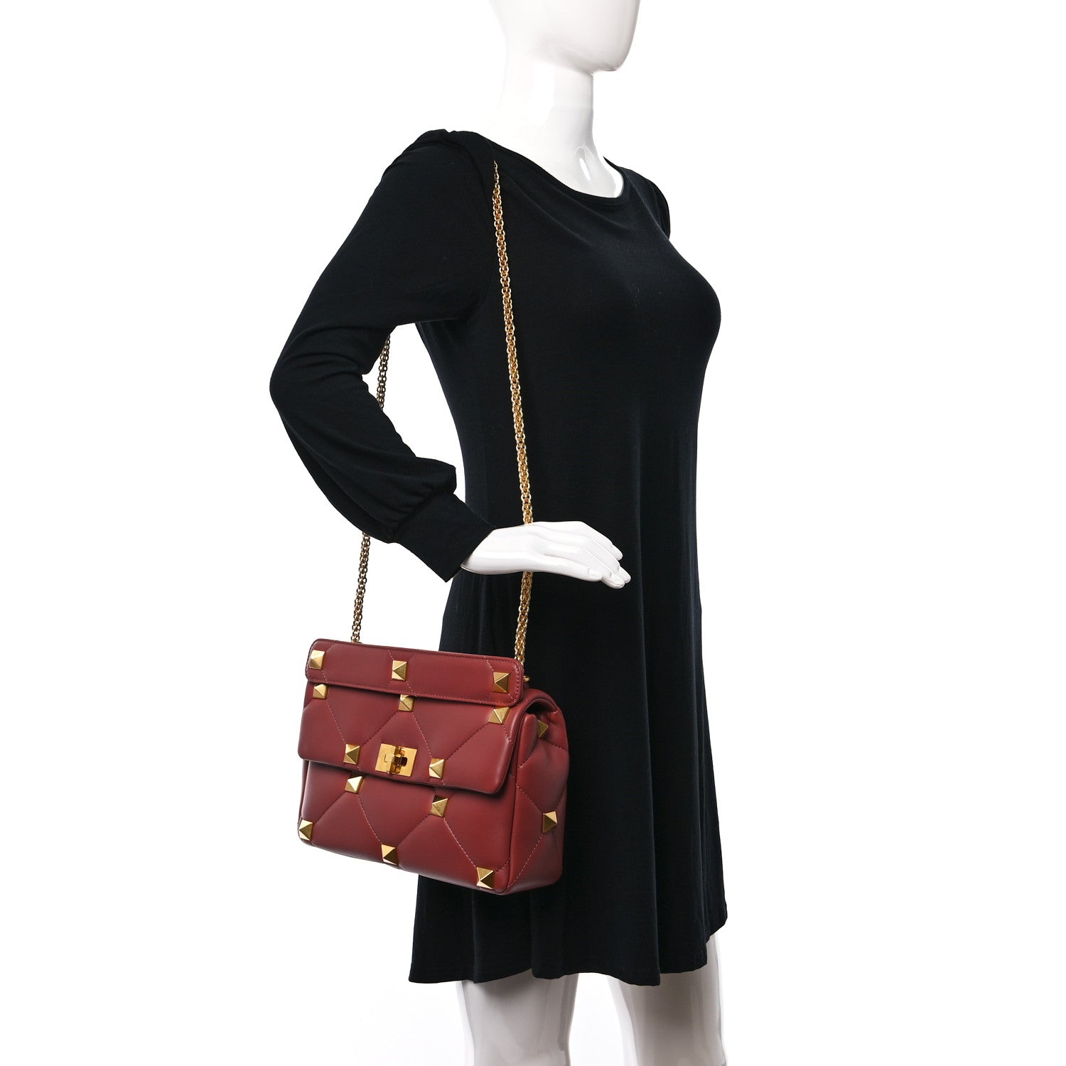 Valentino Garavani Nappa Large Roman Stud Shoulder Bag Gingerbread 2 of 8