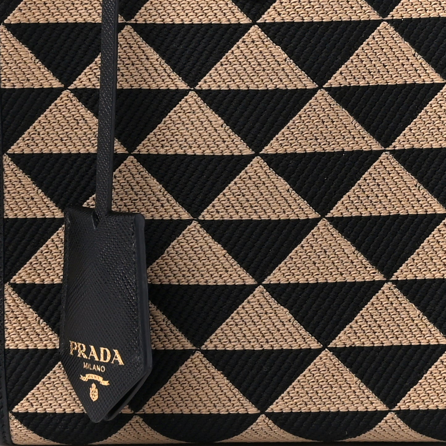 Jacquard Saffiano Triangolo Symbole Embroidered Mini Tote Black Corda