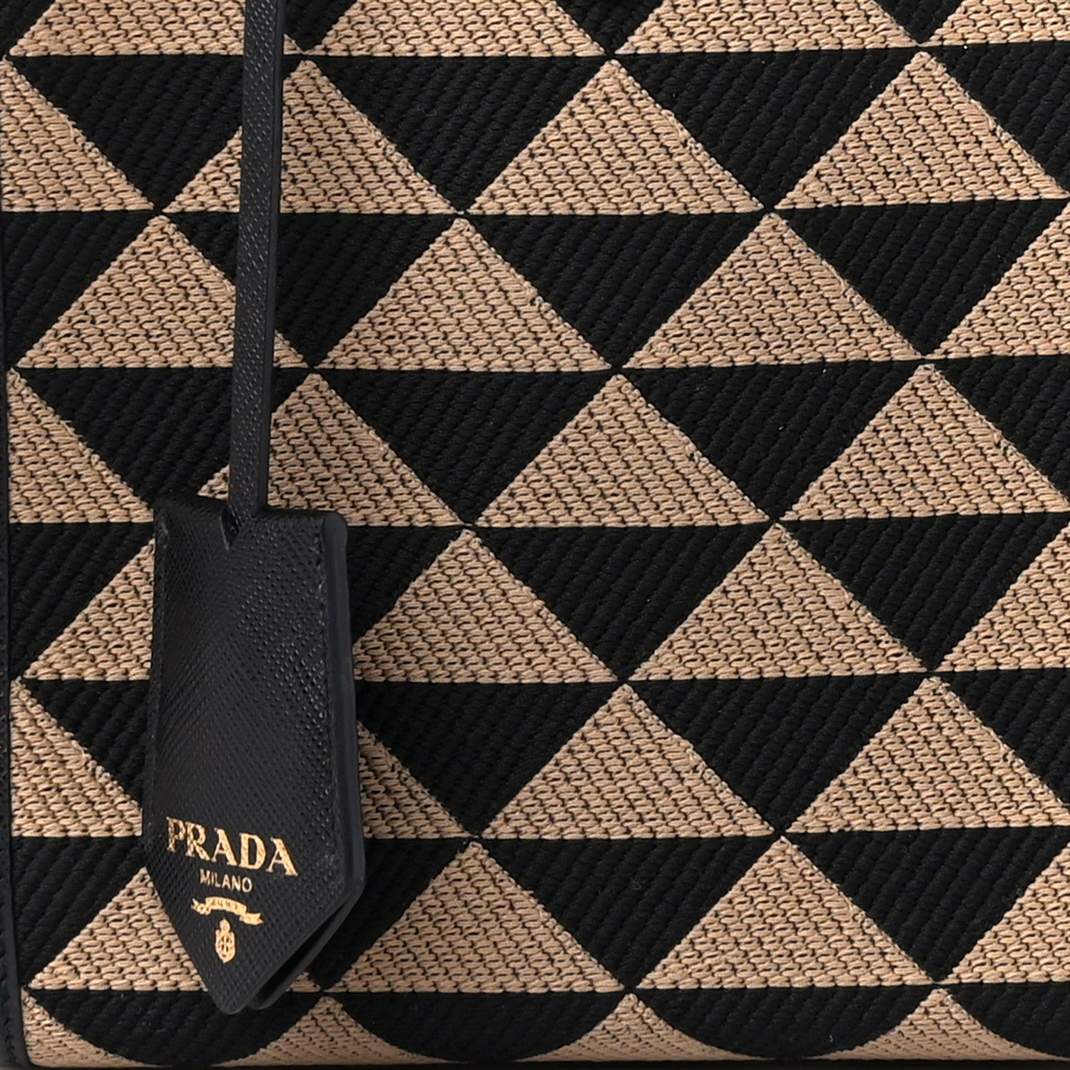 Prada Jacquard Saffiano Triangolo Symbole Embroidered Mini Tote Black Corda 8 of 10