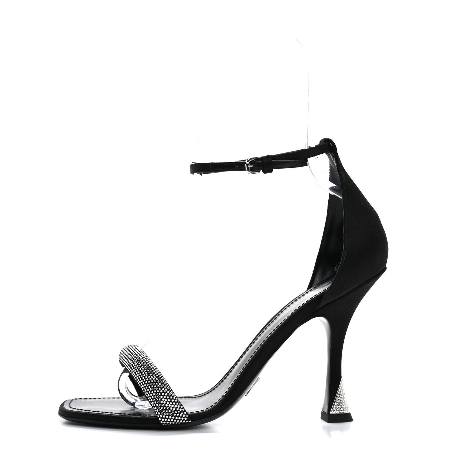 Satin Crystal Sandals 40 Black