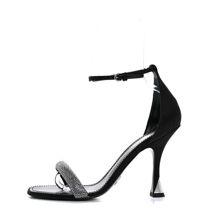 Louis Vuitton Satin Crystal Sandals 40 Black 1 of 8