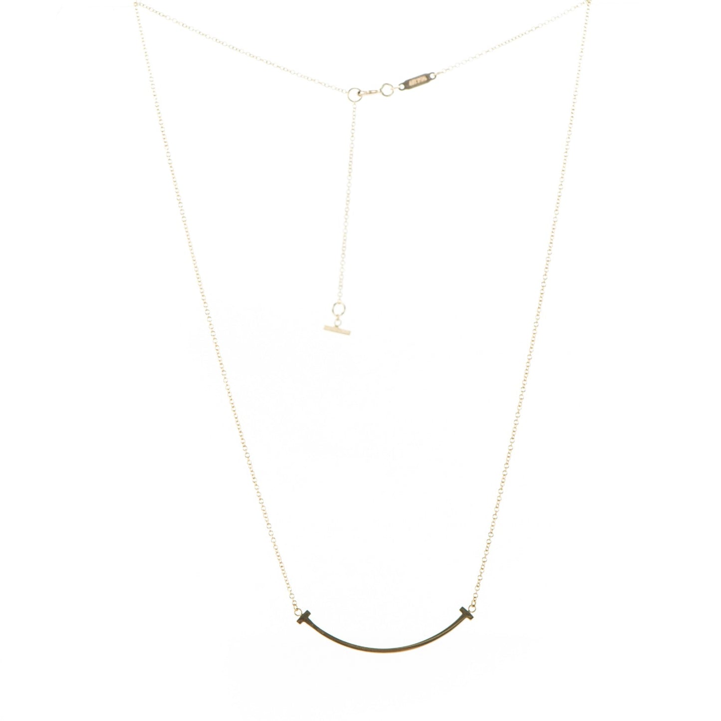 18K Yellow Gold Small T Smile Pendant Necklace