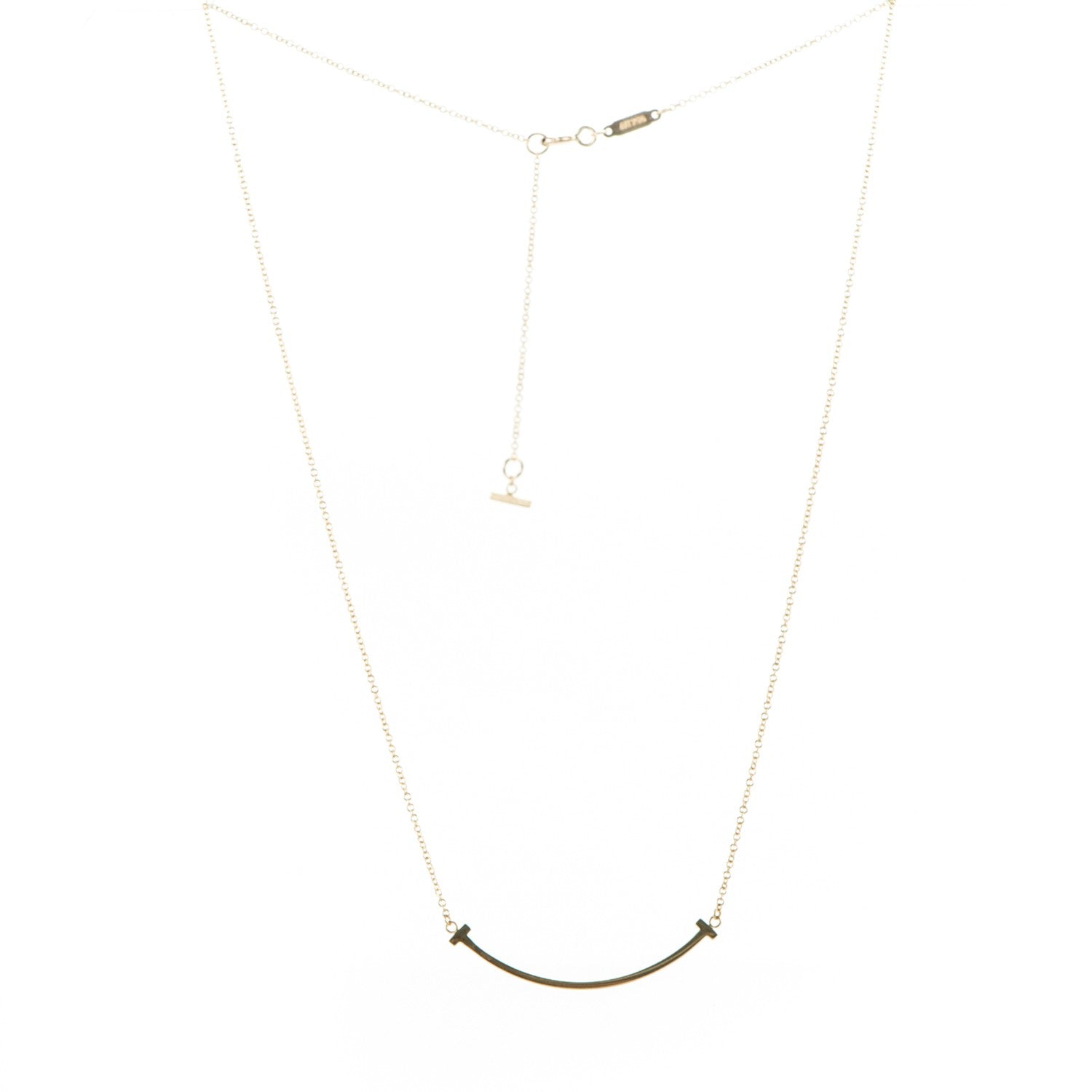 Tiffany 18K Yellow Gold Small T Smile Pendant Necklace 3 of 8