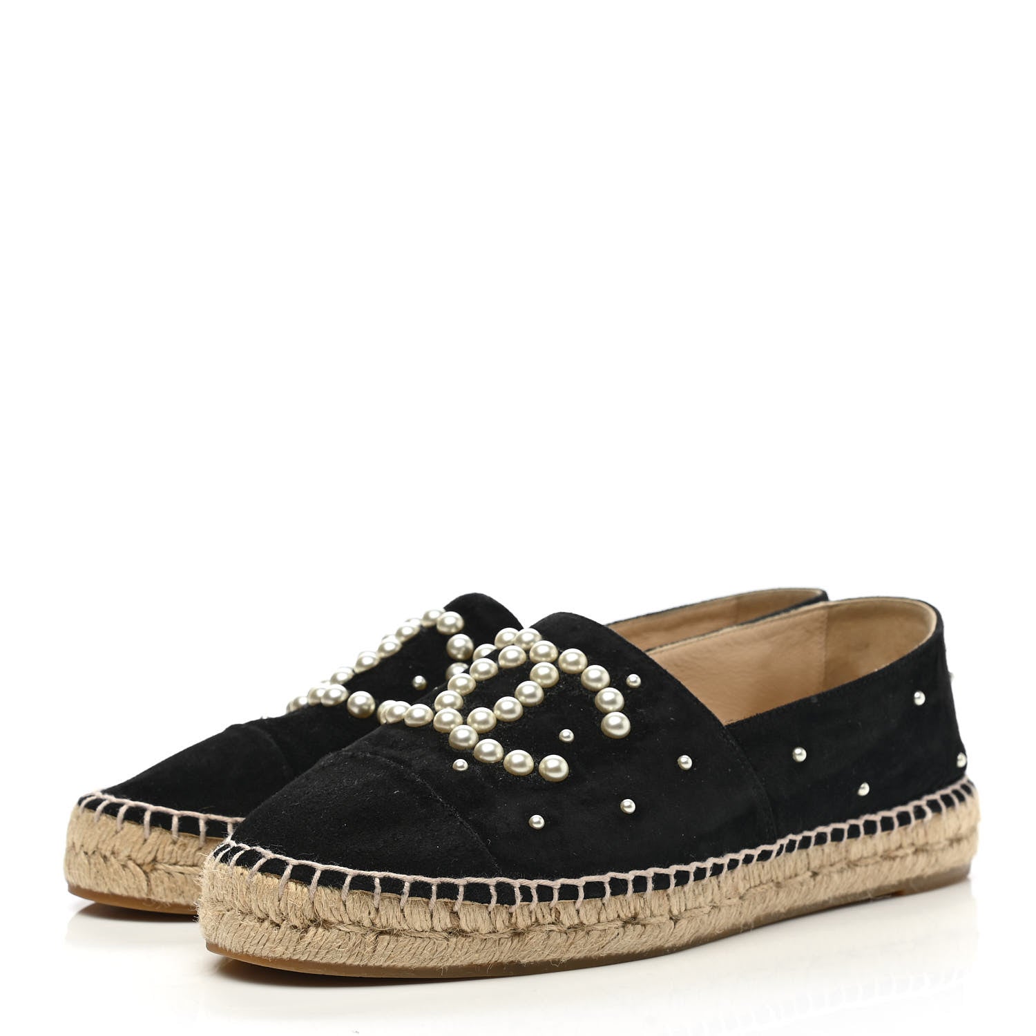 Chanel Suede Pearl CC Espadrilles 39 Black 3 of 11