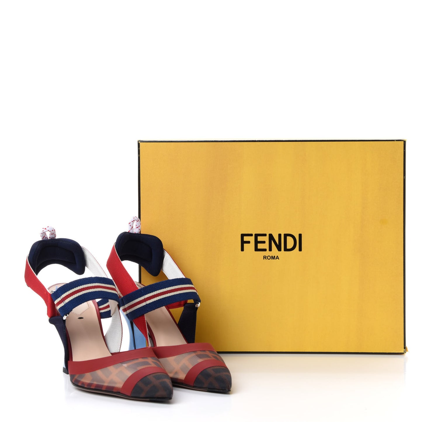 Technical Mesh FF Colibri 85mm Slingback Pumps 36 Tobacco Moro Zaffiro Ciliegia Rosso