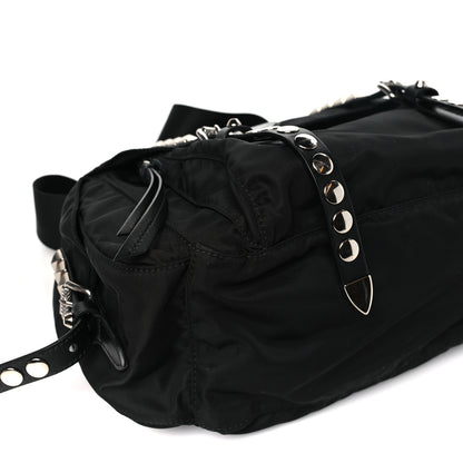 Prada Nylon New Vela Studded Messenger Bag Black 8 of 9