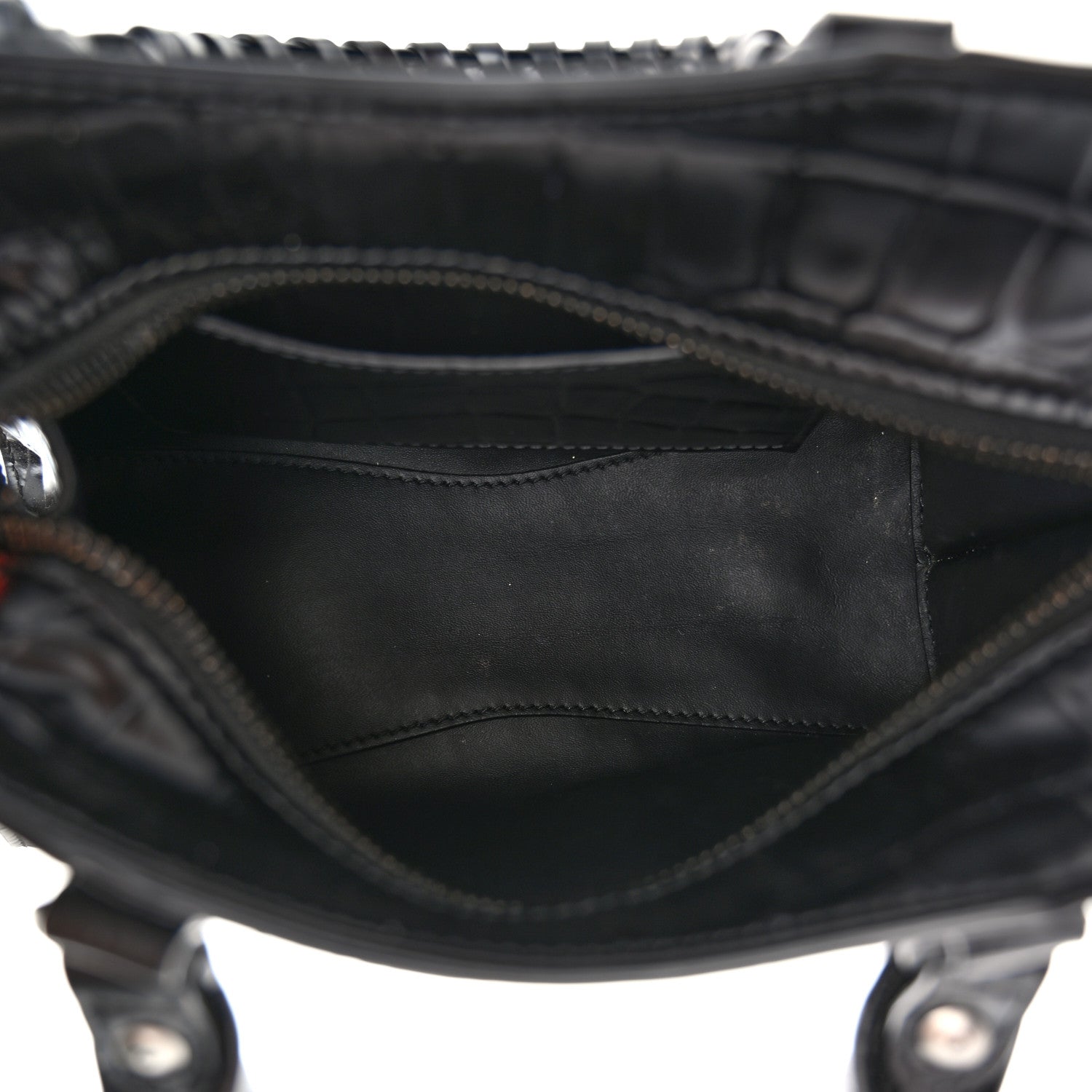Balenciaga Semi Shiny Calfskin Crocodile Embossed Neo Classic Black Hardware Mini City Black 5 of 9