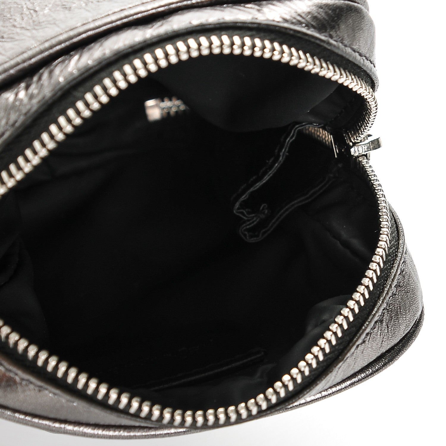 Saint Laurent Metallic Leather Belle De Jour Wristlet Pouch Grey 6 of 8
