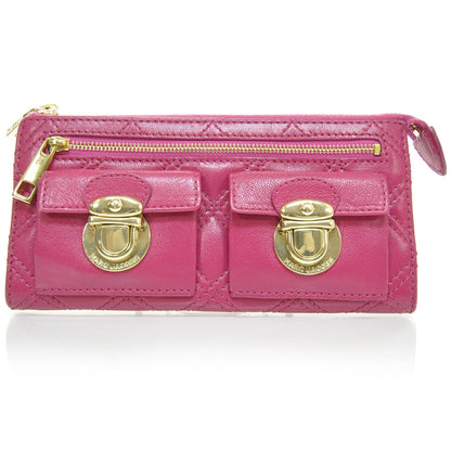 Marc Jacobs Leather Quilted Zip Clutch Wallet Fuchsia 1 of 8