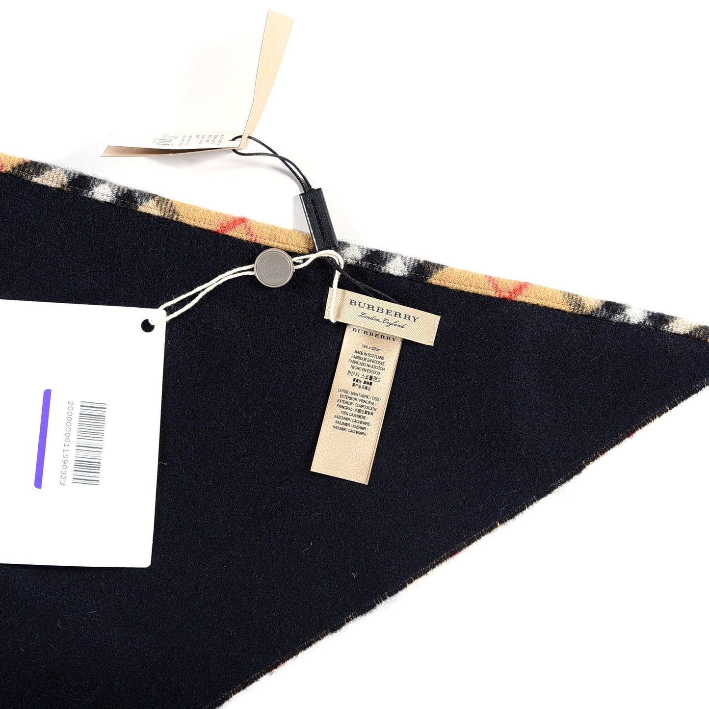 Cashmere House Check Fringe Cape Scarf Archive Beige