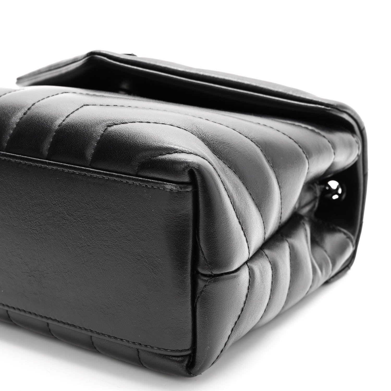Saint Laurent Calfskin Y Quilted Monogram Monochrome Small Loulou Chain Satchel Black 10 of 10