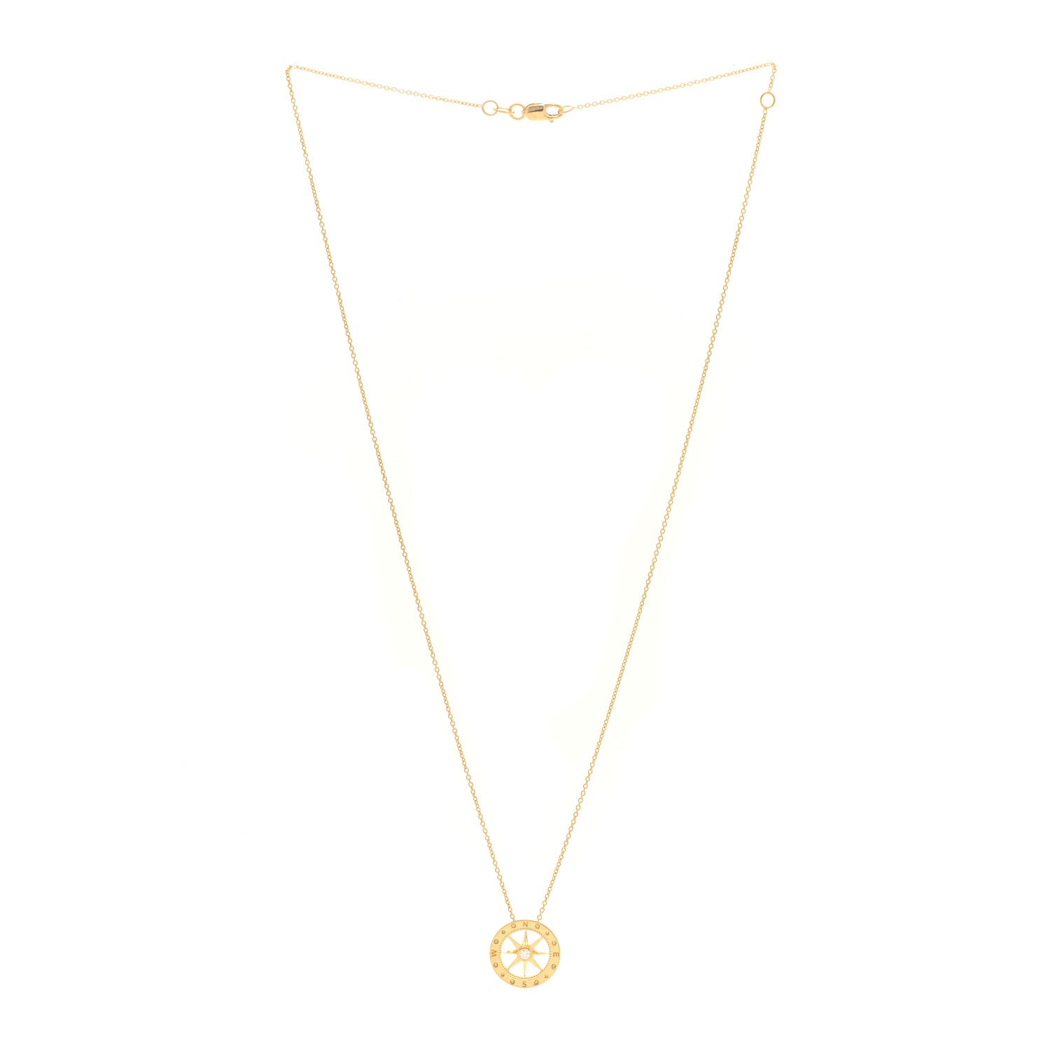 Roberto Coin 18K Yellow Gold Diamond Tiny Treasurers Compass Pendant Necklace 3 of 5