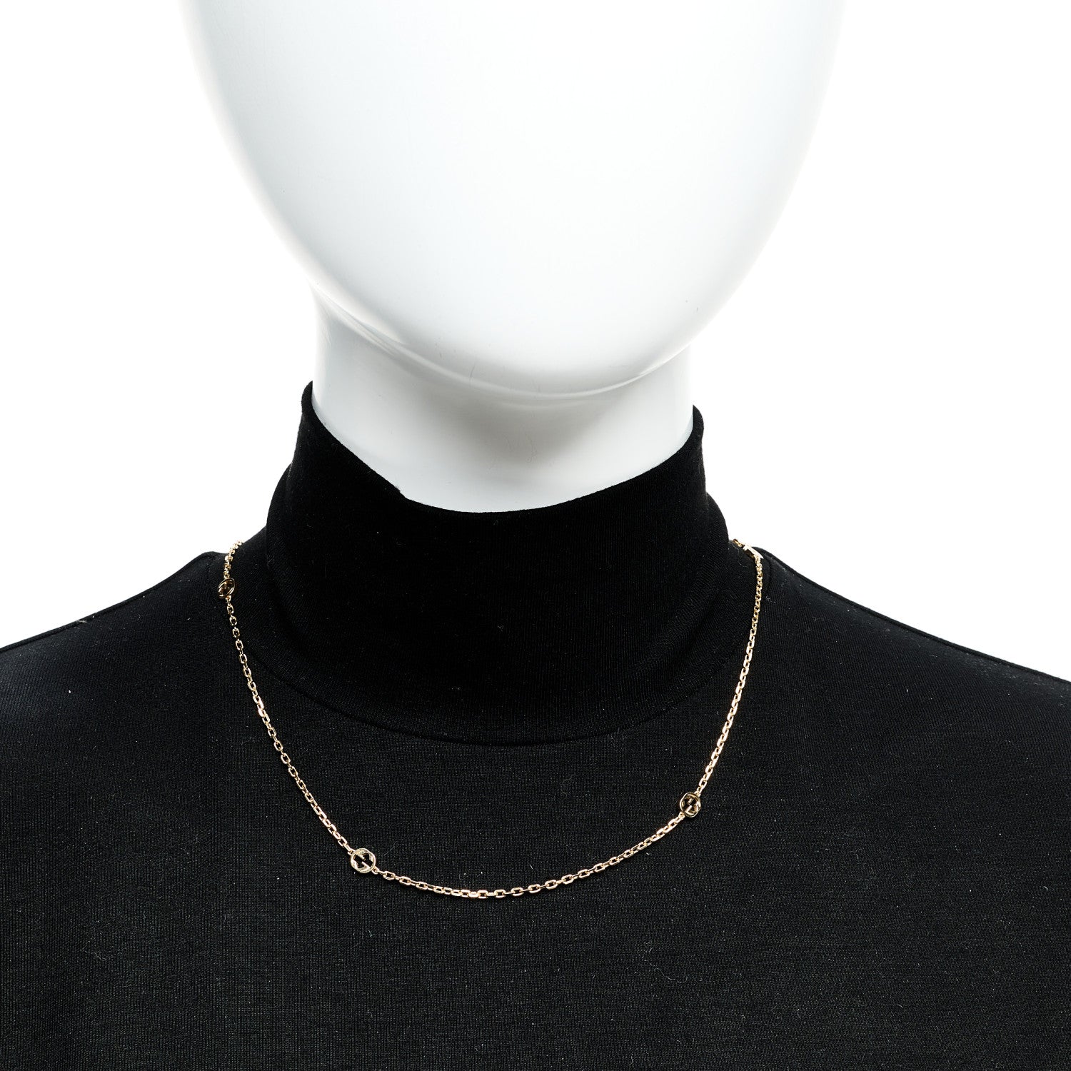 Gucci 18K Yellow Gold Running GG Station Necklace 2 of 6
