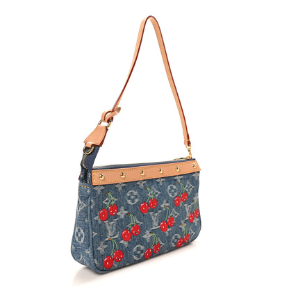 Louis Vuitton LV X TM Monogram Denim Cerises Pochette Accessories Blue 2 of 9