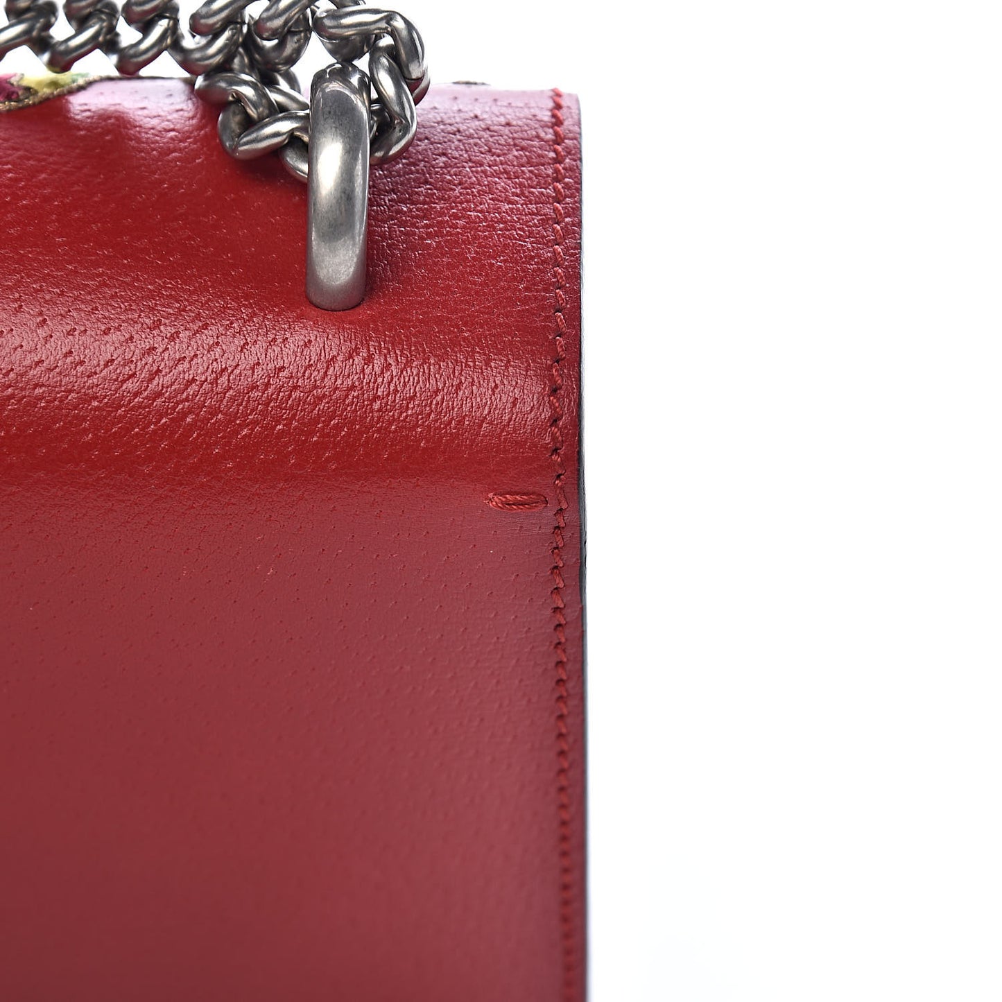 Calfskin Web Floral Embroidered Small Dionysus Shoulder Bag Hibiscus Red