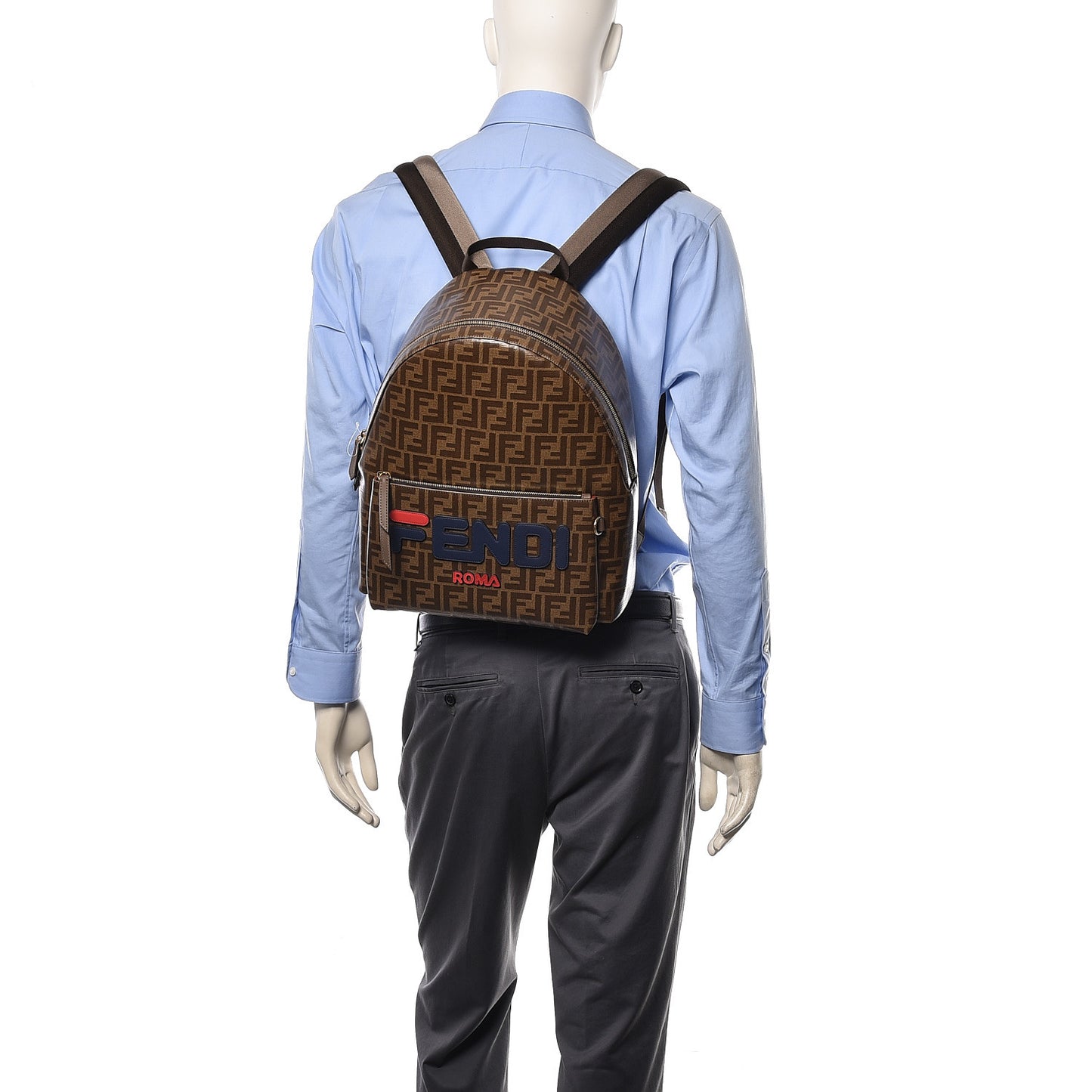 X FILA Glazed Fabric Vitello Century FF 1974 Mania Pouch Pocket Backpack Mogano Panna Blueberry