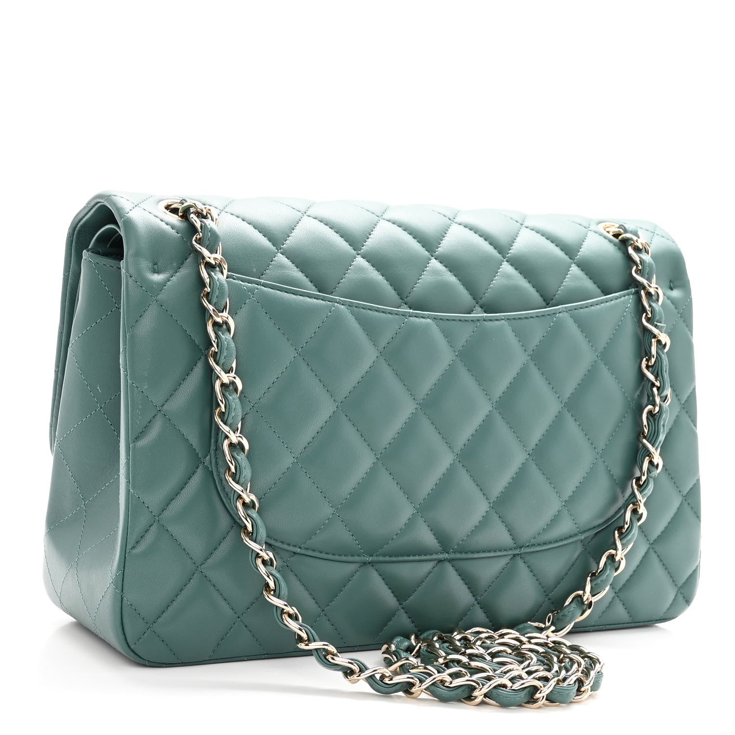 Chanel Lambskin Quilted Jumbo Double Flap Green 3 of 11