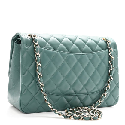 Chanel Lambskin Quilted Jumbo Double Flap Green 3 of 11