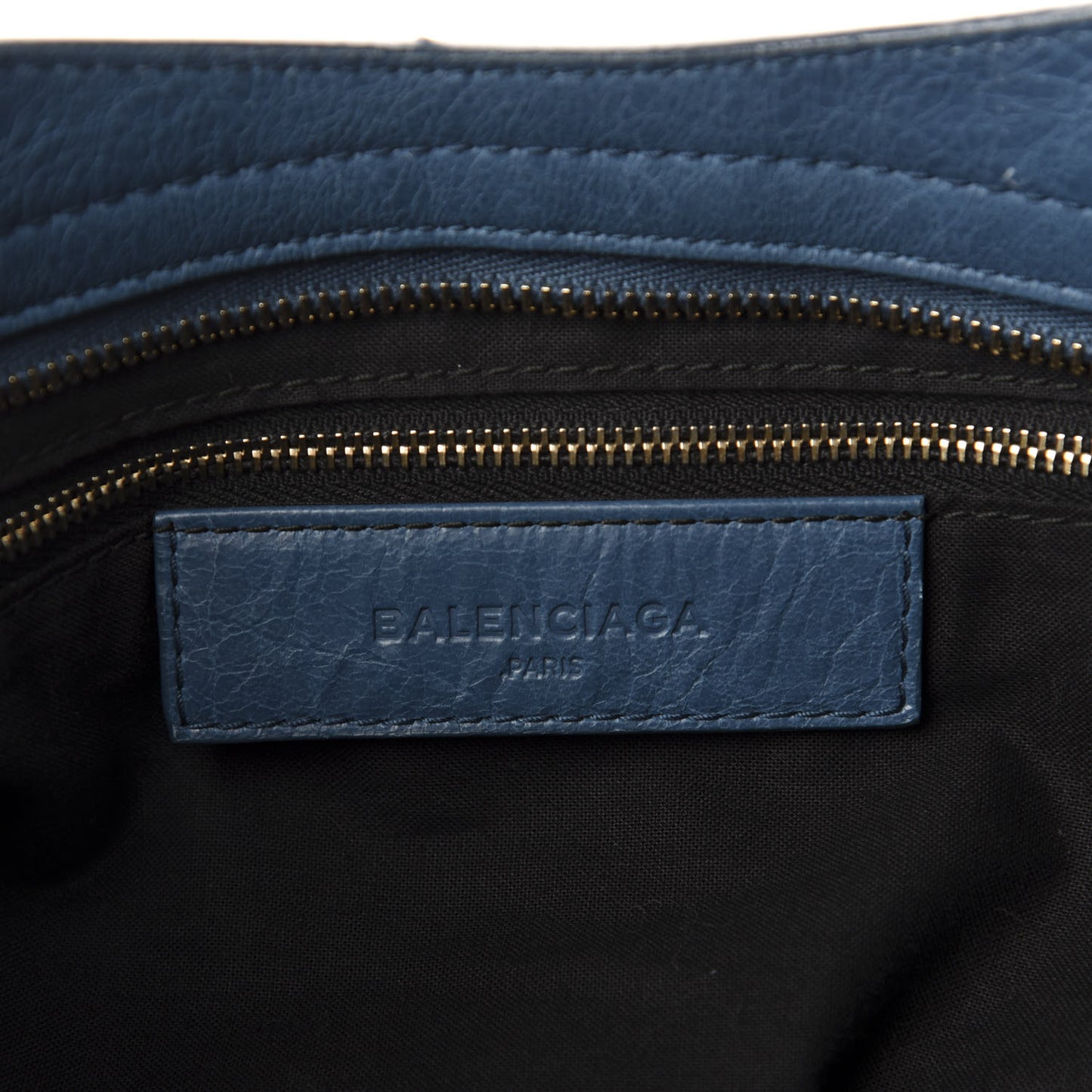 Agneau Arena Gold Hardware Metallic Edge City Bleu Abysse