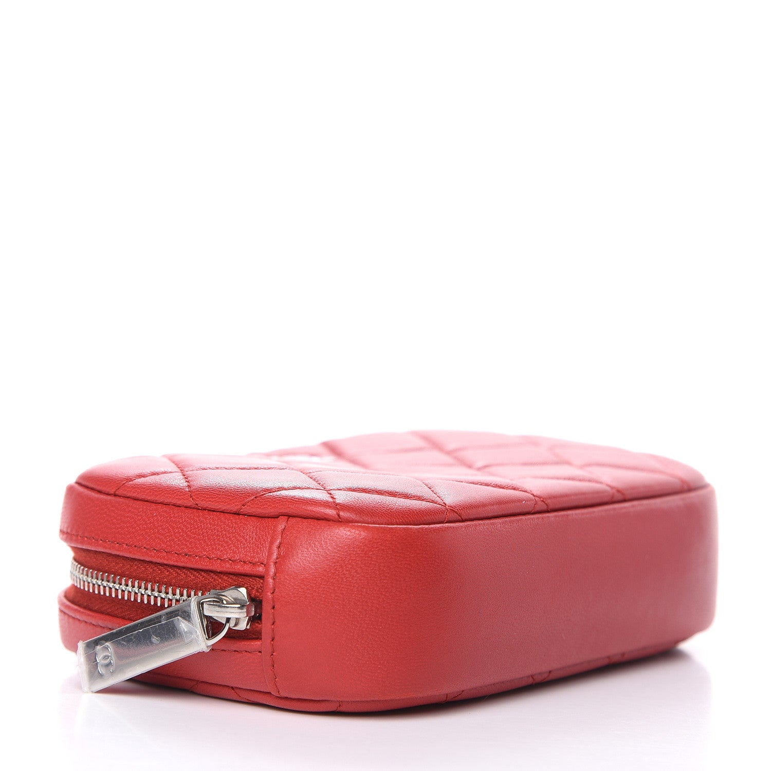 Chanel Lambskin Quilted Small Curvy Pouch Cosmetic Case Dark Red 4 of 10