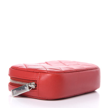 Chanel Lambskin Quilted Small Curvy Pouch Cosmetic Case Dark Red 4 of 10