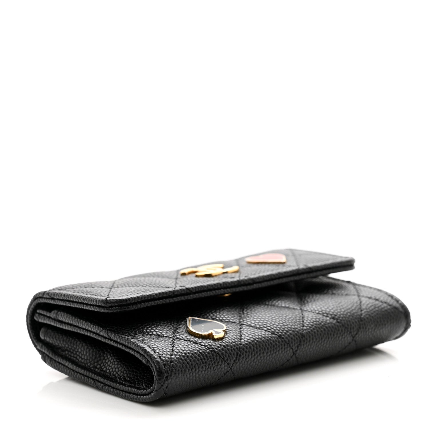 Chanel Caviar Quilted Enamel Coco Casino Flap Card Holder Wallet Black 4 of 9
