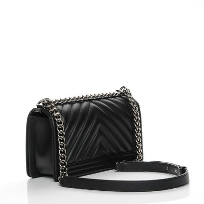 Chanel Calfskin Chevron Quilted Medium Boy Flap Black 3 of 8