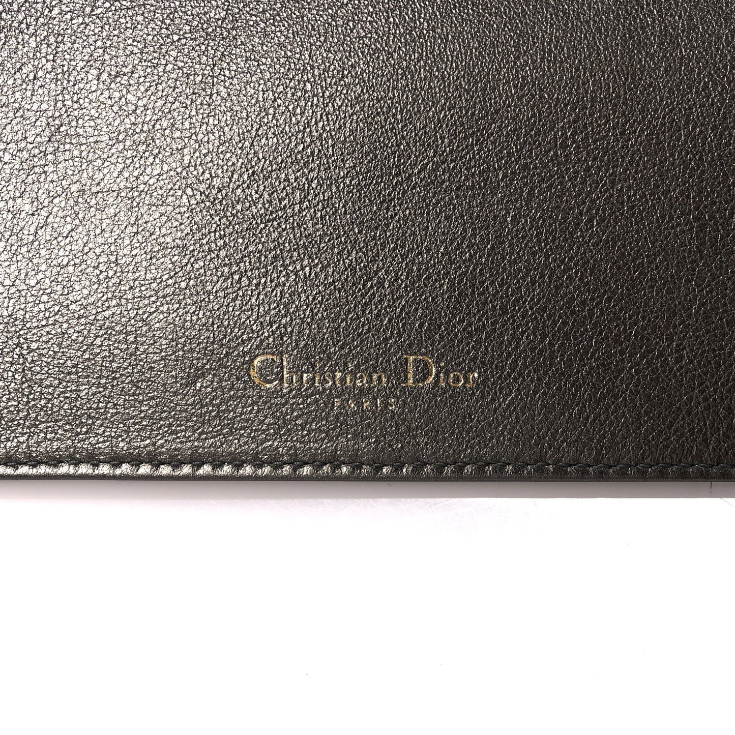 Metallic Calfskin Cannage Lady Dior Convertible Clutch Gunmetal