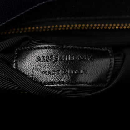 Saint Laurent Grain De Poudre Matelasse Chevron Large Monogram Satchel Navy Blue 7 of 11