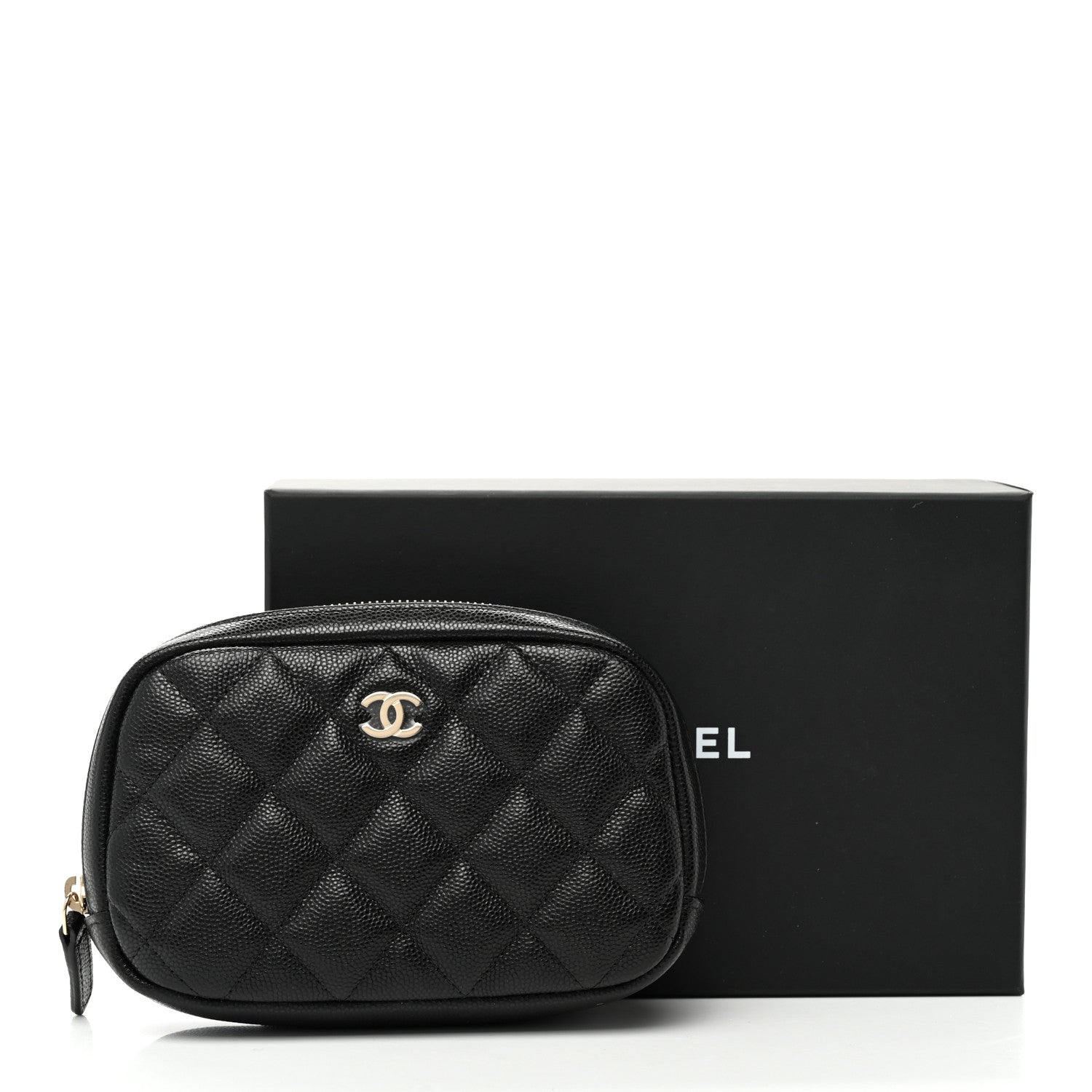 Chanel Caviar Quilted Small Curvy Pouch Cosmetic Case Black 8 of 8