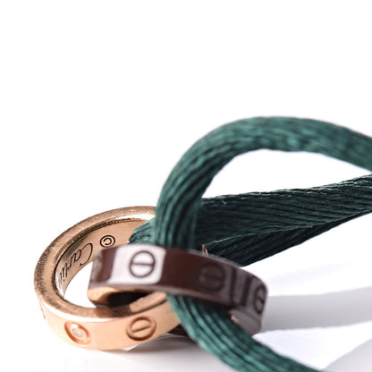 Cartier 18K Pink Gold Brown Ceramic 4 Diamond LOVE Cord Bracelet Green 4 of 6
