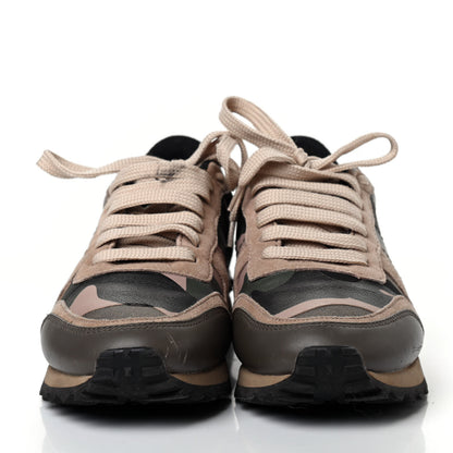 Valentino Garavani Nappa Suede Camouflage Womens Rockrunner Sneakers 35.5 Green Multicolor 2 of 4