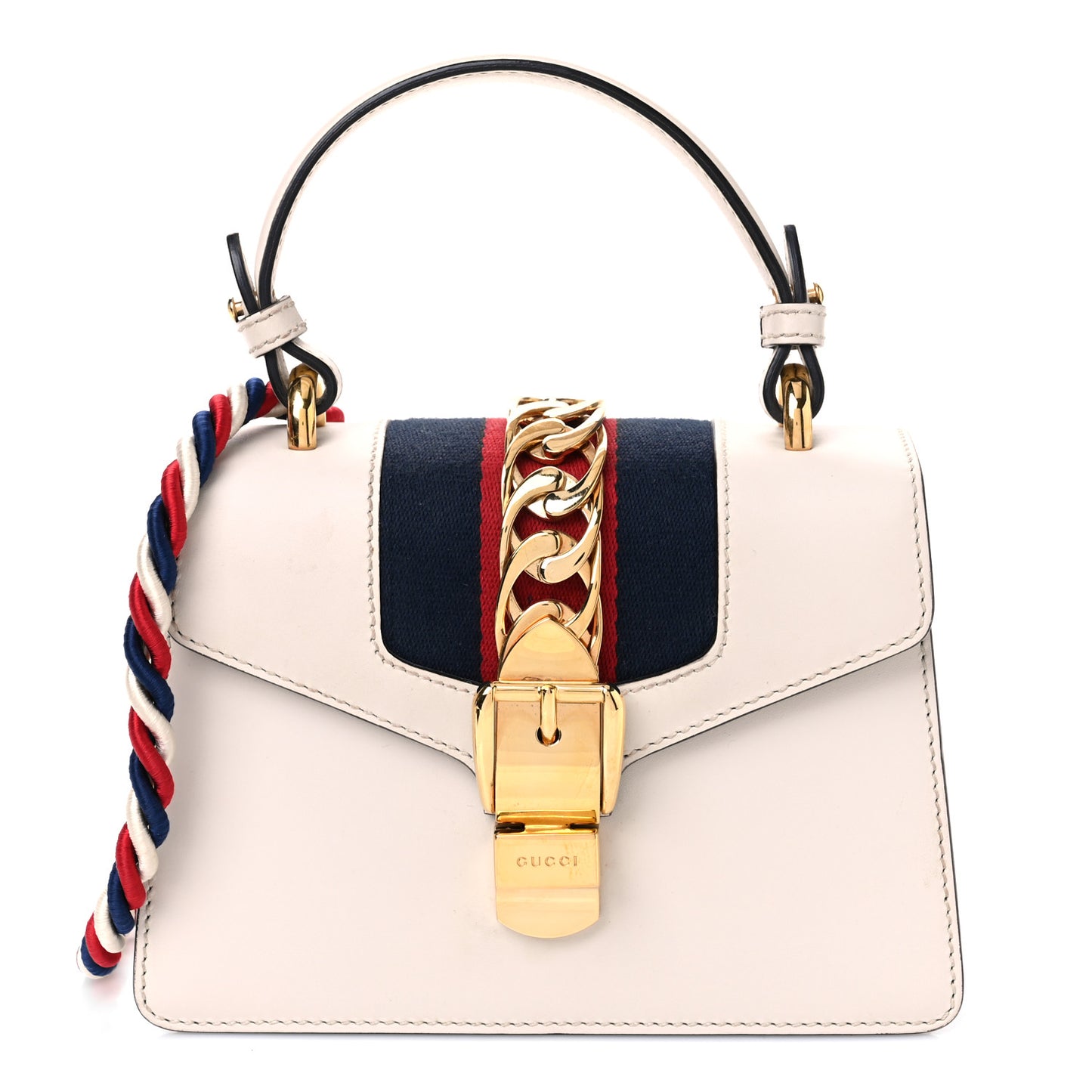 Calfskin Mini Sylvie Top Handle Bag White