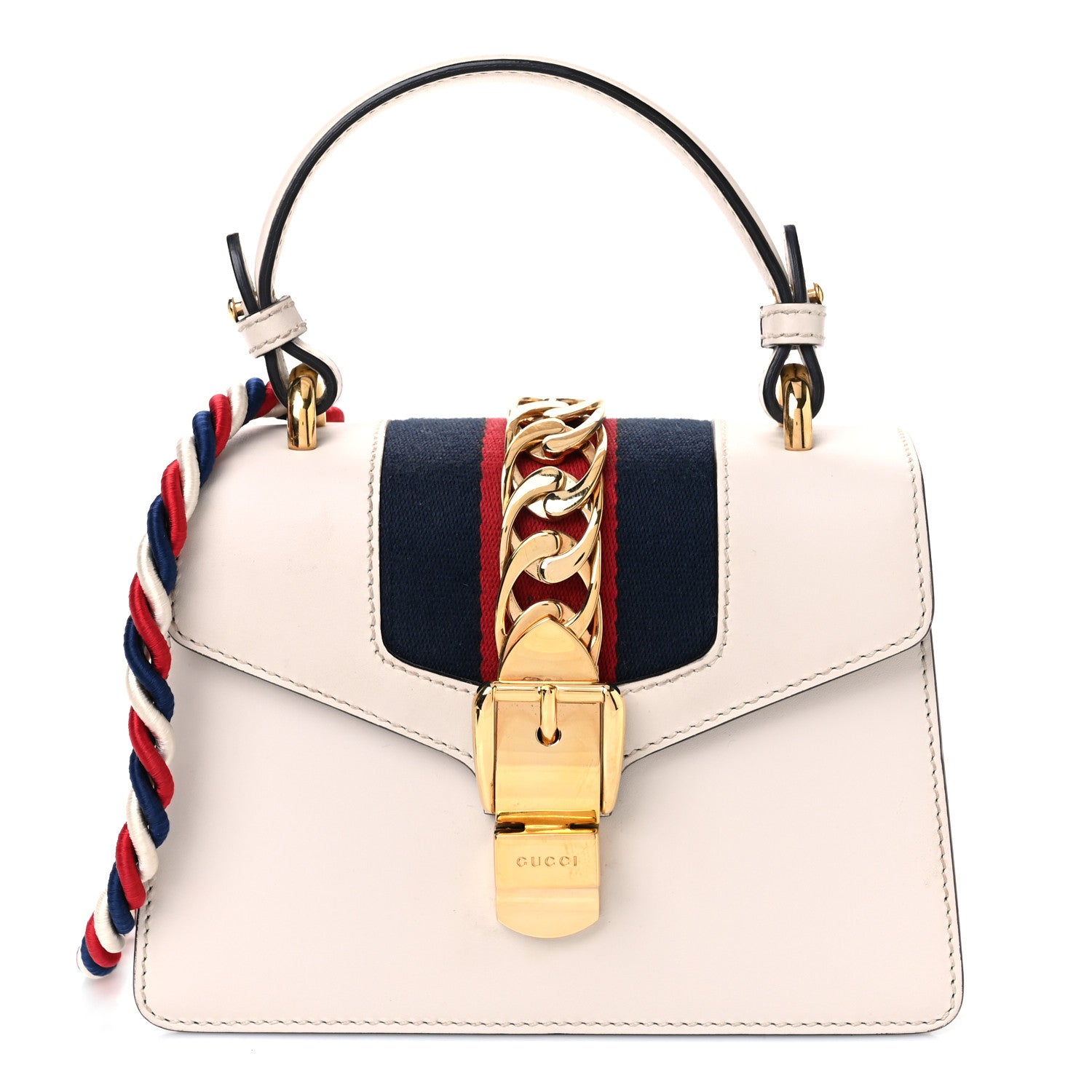 Gucci Calfskin Mini Sylvie Top Handle Bag White 1 of 16