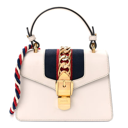 Gucci Calfskin Mini Sylvie Top Handle Bag White 1 of 16