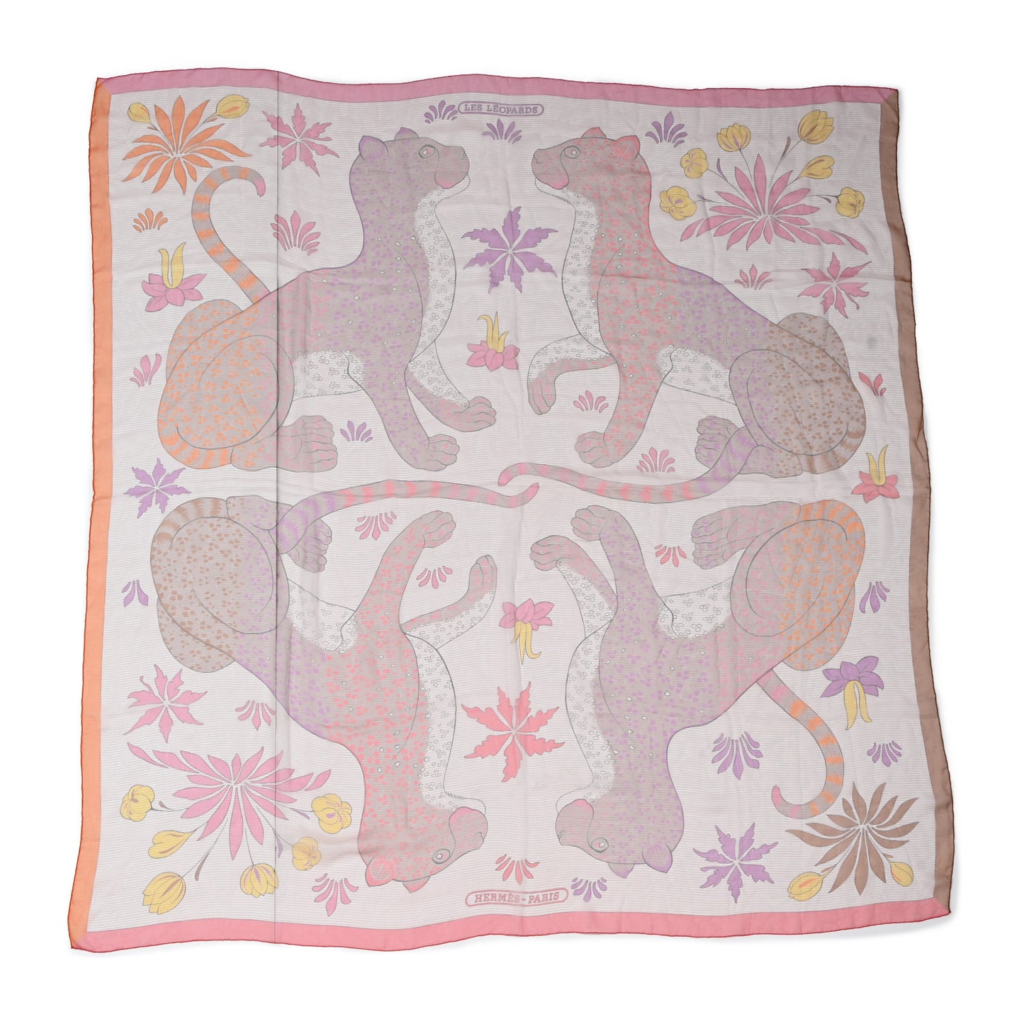 Silk Les Leopards Shawl 140 Orange Rose Violin