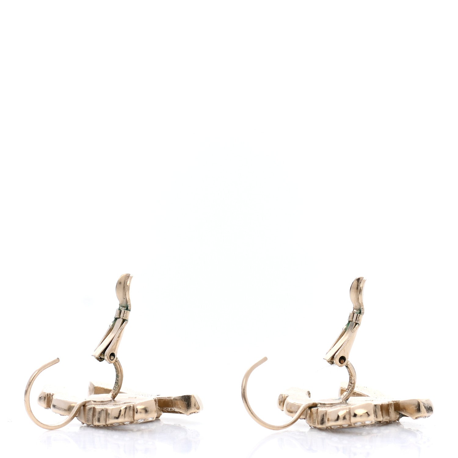 Chanel Baguette Crystal CC Dangle Earrings Light Gold 3 of 4