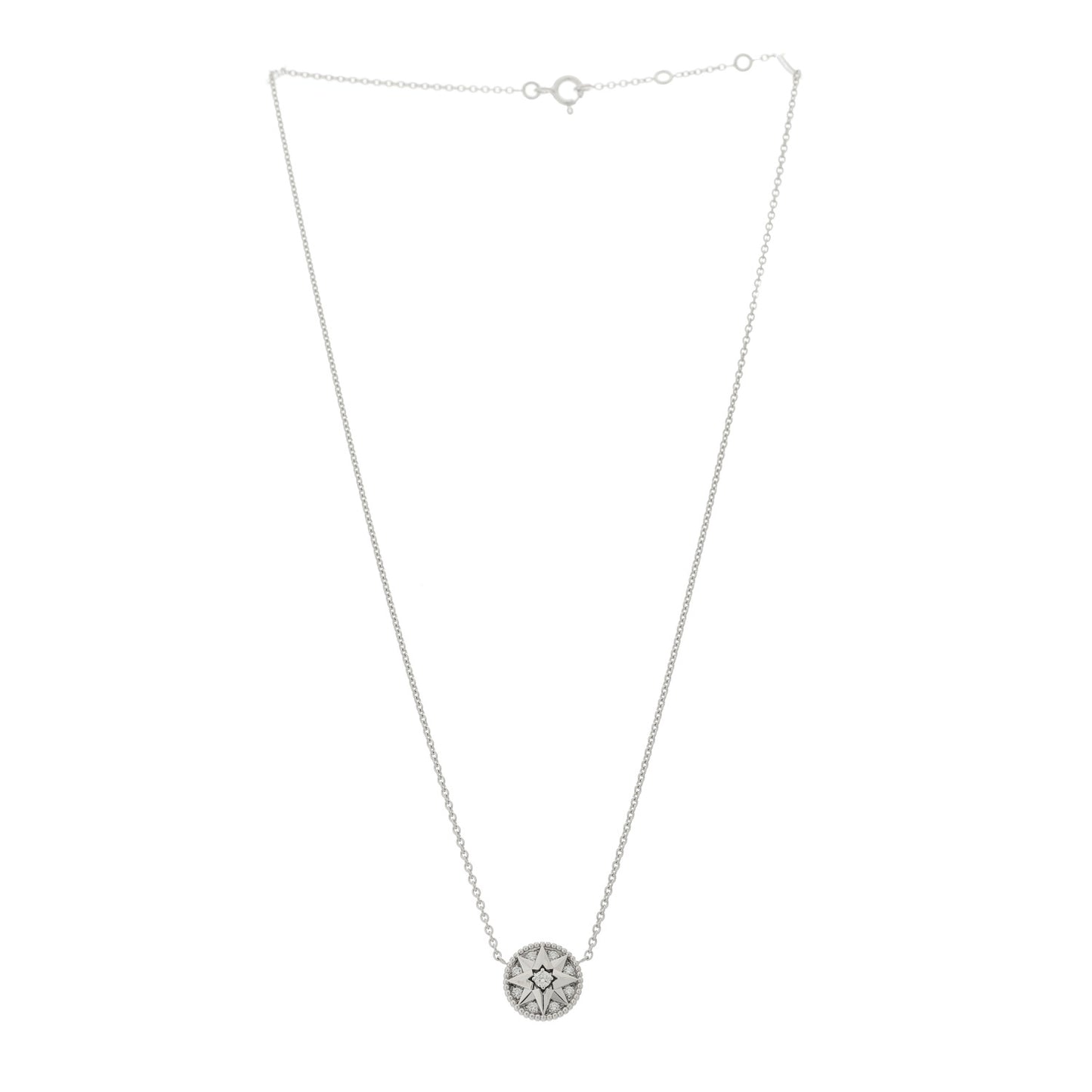 18K White Gold Diamond Rose Des Vents Pave Necklace