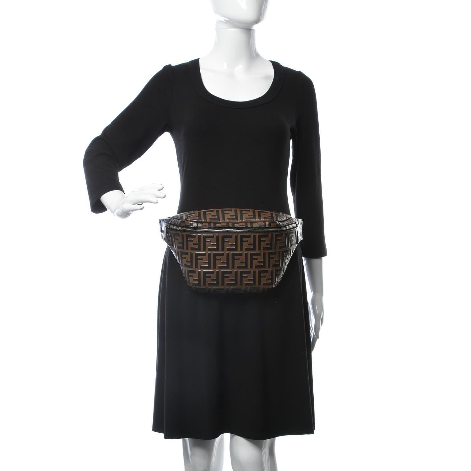 Fendi Vitello Century Bi-Color FF 1974 Embossed Belt Bag Maya Black 2 of 8