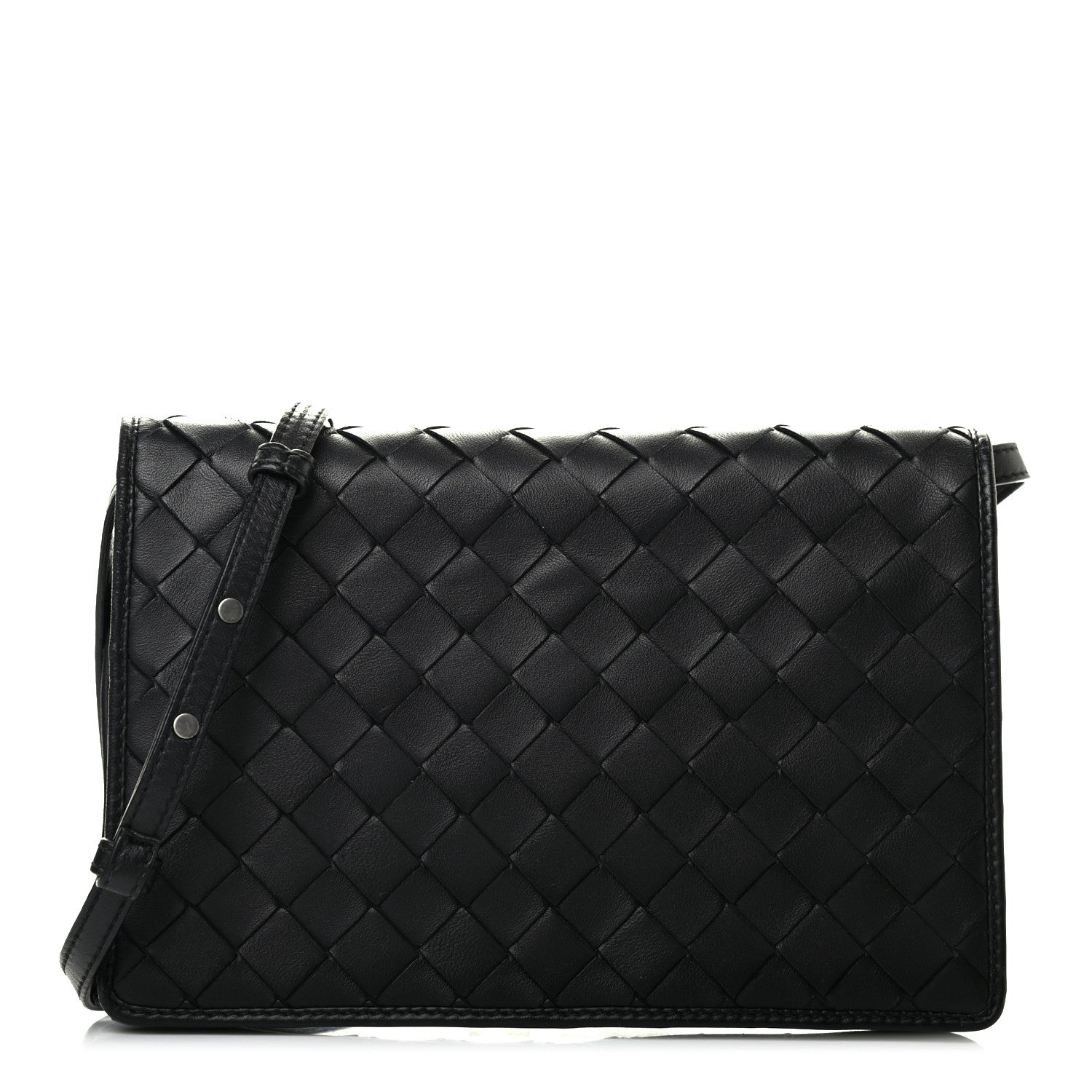 Bottega Veneta Nappa Intrecciato Crossbody Messenger Flap Black 1 of 10