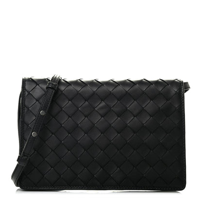 Bottega Veneta Nappa Intrecciato Crossbody Messenger Flap Black 1 of 10