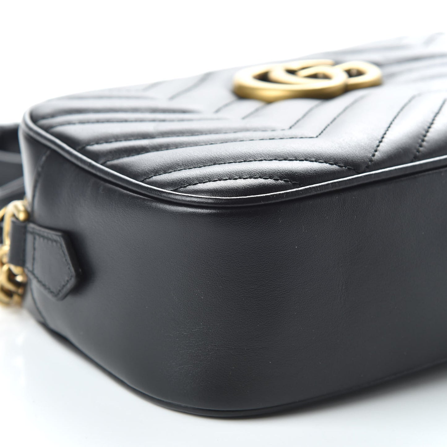 Calfskin Matelasse Small GG Marmont Chain Shoulder Bag Black
