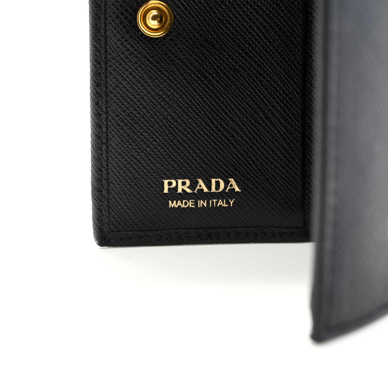 Prada Saffiano Triangle Bi-Fold Wallet Black 7 of 9