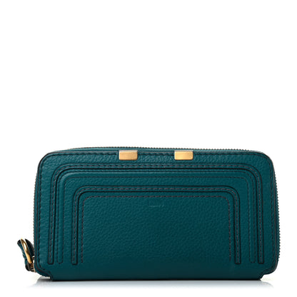 Chloe Grained Calfskin Marcie Long Zip Around Wallet Teal 1 of 8