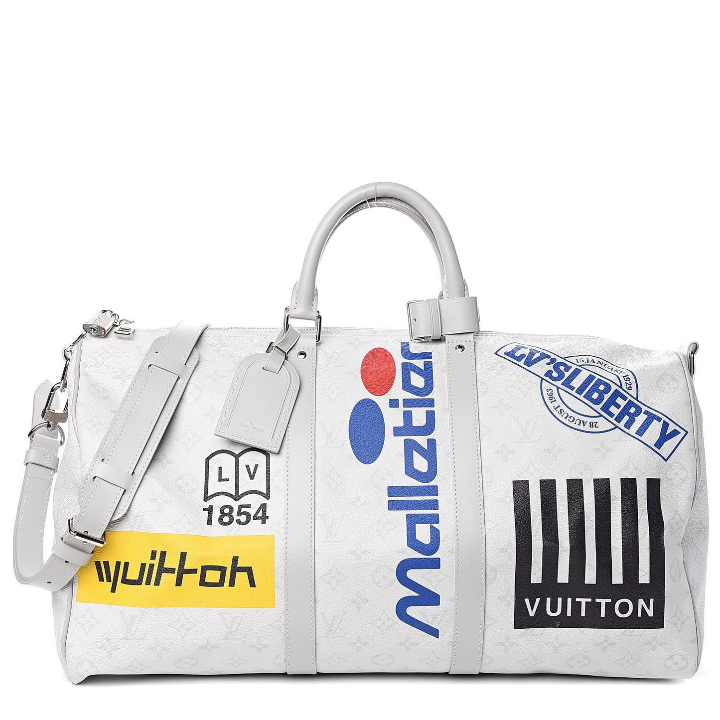 Monogram Logo Keepall Bandouliere 50 White