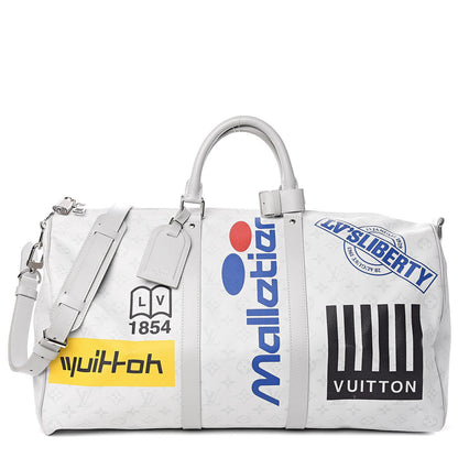 Louis Vuitton Monogram Logo Keepall Bandouliere 50 White 1 of 15