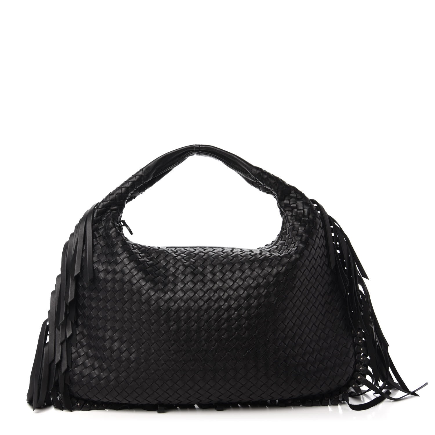 Bottega Veneta Nappa Intrecciato Veneta Large Fringed Hobo Black 1 of 9
