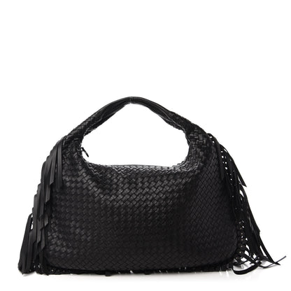 Bottega Veneta Nappa Intrecciato Veneta Large Fringed Hobo Black 1 of 9