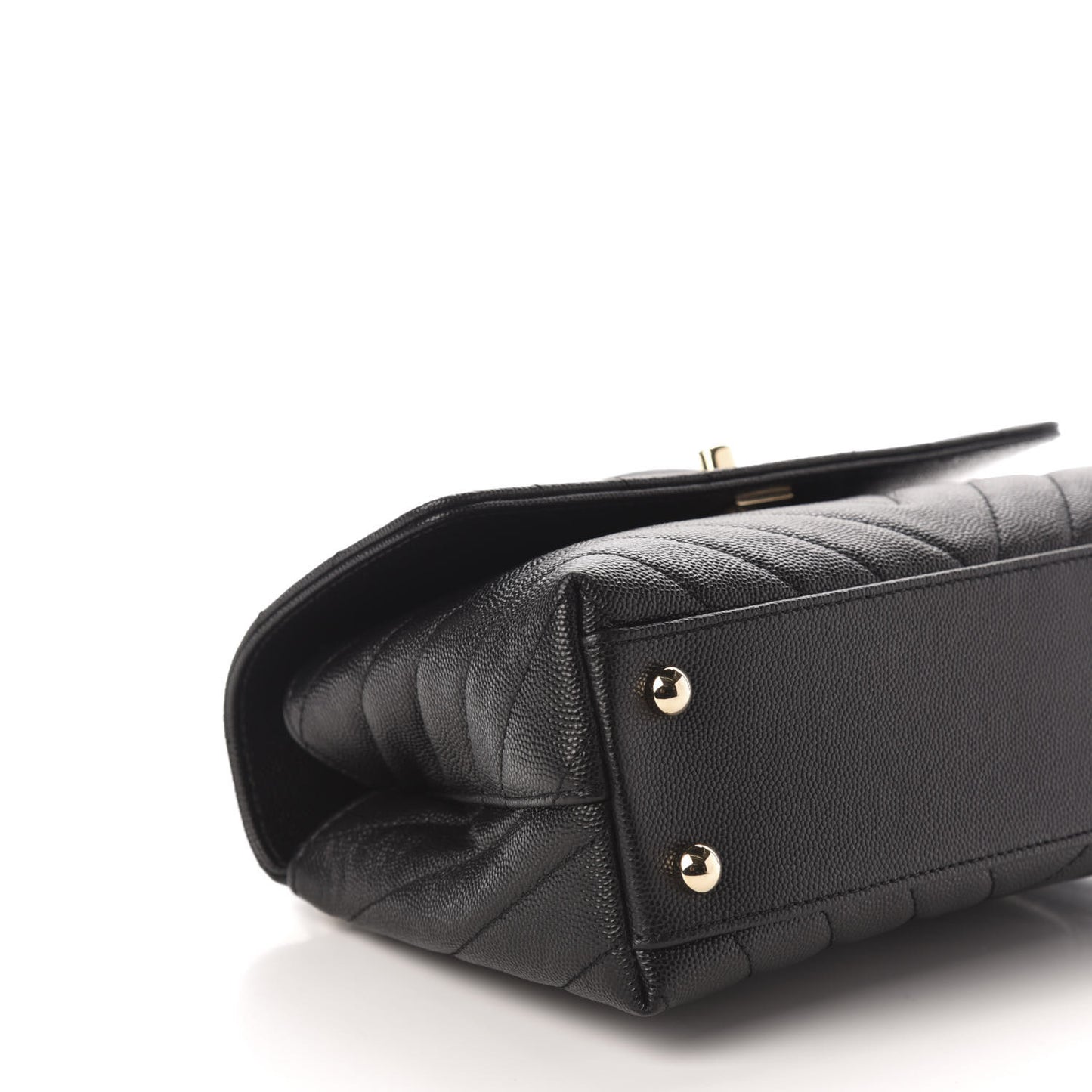 Caviar Chevron Quilted Mini Coco Handle Flap Black