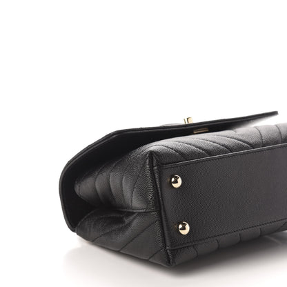 Chanel Caviar Chevron Quilted Mini Coco Handle Flap Black 8 of 11